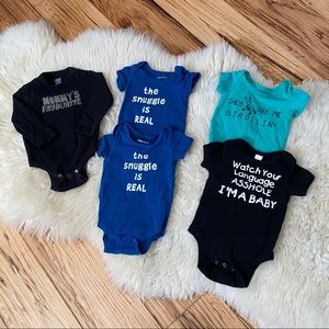 5 pc Funny Onesie Bundle newborn to 12 months